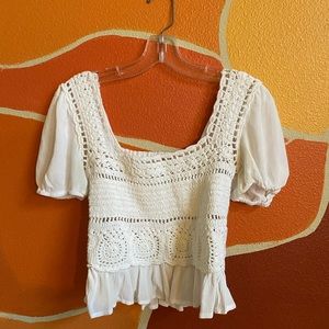 White crochet crop top